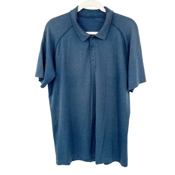 Lululemon Mens Athleisure Active Metal Vent Tech Polo‎ Shirt Night Sea Blue XL - Picture 2 of 6